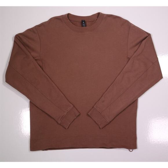 Lululemon Men's Brown French Terry Oversized Crewneck Sweatshirt Cinchable Hem M - Picture 3 of 13